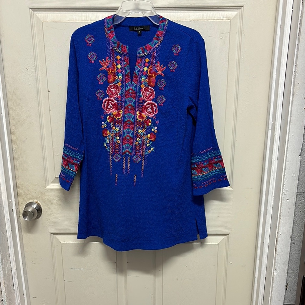 Caleaas Blue and Red Tunic Top